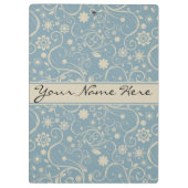 パステルパーソナライズされたブルーとトープのフローラルパターン クリップボード (裏面)