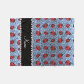 パステルパーソナライズされたブルーグリッターラディバグ フリースブランケット (正面(横))