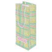 パステルパーソナライズされたプレイドクリスマス ワインギフトバッグ (裏面アングル)