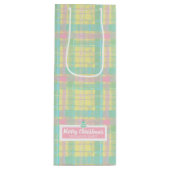 パステルパーソナライズされたプレイドクリスマス ワインギフトバッグ (正面)