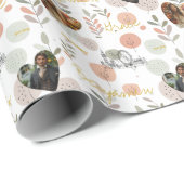 パステルパーソナライズされたボタニカル写真と名前 ラッピングペーパー (ロールコーナー)