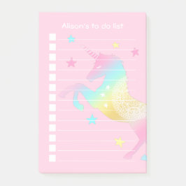 パステルパーソナライズされたユニコーンTo Doリスト ポストイット