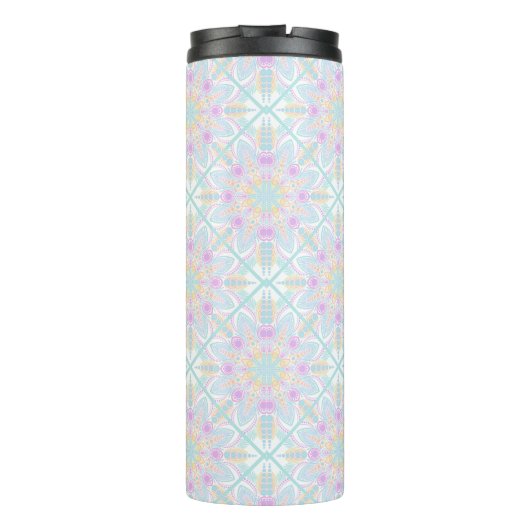 パステルパーソナライズされたレインボーフローラマンダラタイル タンブラー (裏面)