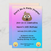 パステルパーティーポーパーエモジ誕生日招待状 招待状 (正面/裏面)