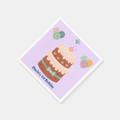 パステルパープルお誕生日ケーキと風船 スタンダードカクテルナプキン (角)