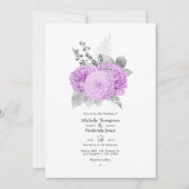パステルパープルとシルバーのヴィンテージローズウェディング 招待状 (正面)
