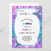 パステルパープルとブルーの人魚の誕生日パーティー 招待状 (正面/裏面)