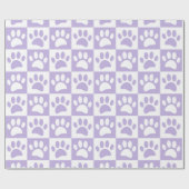パステルパープルと白い犬の手を正方形にカスタム描く ラッピングペーパー (フラット)