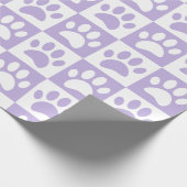 パステルパープルと白い犬の手を正方形にカスタム描く ラッピングペーパー (角)