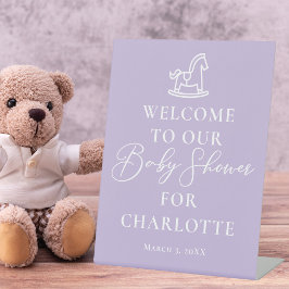 パステルパープルのおしゃれなBaby Shower Welcome 台座サイン