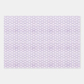 パステルパープルのリネンに白いハート ラッピングペーパーシート (正面3)