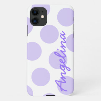 パステルパープルの大きなドット模様 オリジナルデザイン iPhone 11ケース