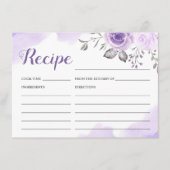 パステルパープルの花柄 ブライダルシャワーレシピカード エンクロージャーカード (正面)
