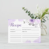 パステルパープルの花柄 ブライダルシャワーレシピ カード (スタンド正面)