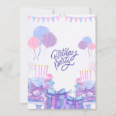 パステルパープルの風船 誕生日パーティー (裏面)
