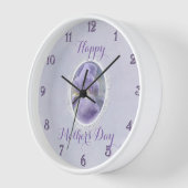 パステルパープルアイリスマザーズデイラウンドウォールクロック 壁時計 (傾斜)