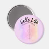 パステルパープルウォーターカラーチェロライフ楽器 マグネット (正面/裏面)