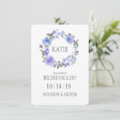 パステルパープルウォーターカラーフローラブライデスメイド 招待状 (スタンド正面)