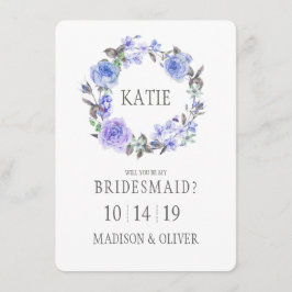 パステルパープルウォーターカラーフローラブライデスメイド 招待状