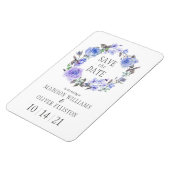 パステルパープルウォーターカラーフローラ |日付の保存 マグネット (左側)