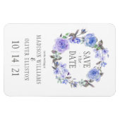 パステルパープルウォーターカラーフローラ |日付の保存 マグネット (横)