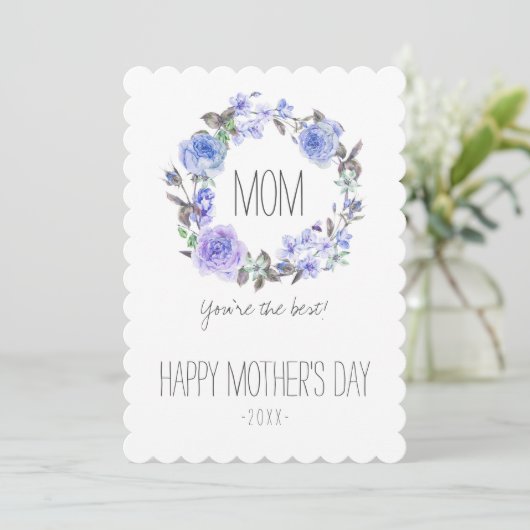 パステルパープルウォーターカラーフローラ | 母の日 カード (スタンド正面)