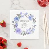 パステルパープルウォーターカラーフローラ | 結婚s スタンダードランチョンナプキン (インサイチュ)