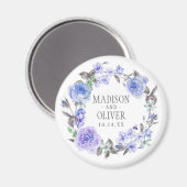 パステルパープルウォーターカラーフローラ | 結婚s マグネット (正面/裏面)