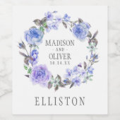 パステルパープルウォーターカラーフローラ | 結婚s ワインラベル (シングルラベル)