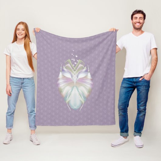 パステルパープルオラクルフクロウモノグラム フリースブランケット (インサイチュ)