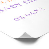 パステルパープルオレンジフローラウェルカムベビーシャワー ポスター (角)