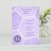 パステルパープルガーリーサッカー誕生日パーティー 招待状 (スタンド正面)