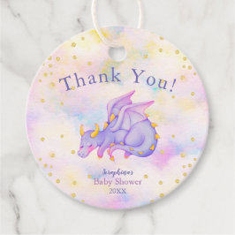 パステルパープルガールドラゴンベビーシャワーありがとう フェイバータグ