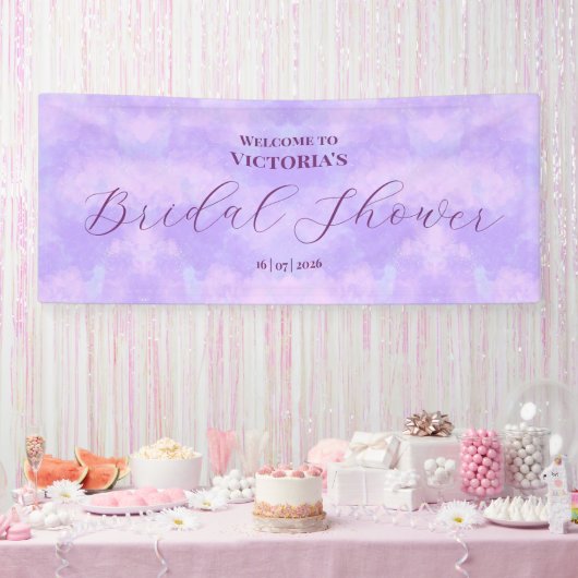 パステルパープルクラウド薄紫ブライダルシャワー 横断幕 (パーティー)