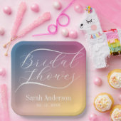 パステルパープルグラディエントグラデーションスクリプトブライダルシャワー ペーパープレート (パーティー)