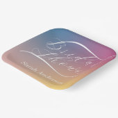 パステルパープルグラディエントグラデーションスクリプトブライダルシャワー ペーパープレート (傾斜あり)