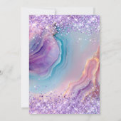 パステルパープルグリッタリーブルーピンクアゲートスイーツ16 招待状 (裏面)