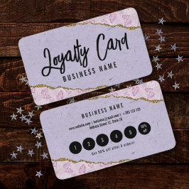 パステルパープルグリッターと蝶 ロイヤリティカード