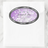 パステルパープルグリッター製品ラベルとダイヤモンド 楕円形シール (バッグ)