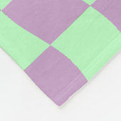 パステルパープルグリーンウェーブチェッカーボードプリント フリースブランケット (角)