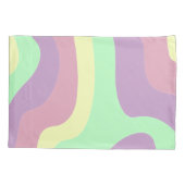 パステルパープルグリーン抽象芸術波線パターン 枕カバー (裏面-左)