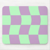 パステルパープルグリーン波状チェッカーボードパターン マウスパッド (正面)