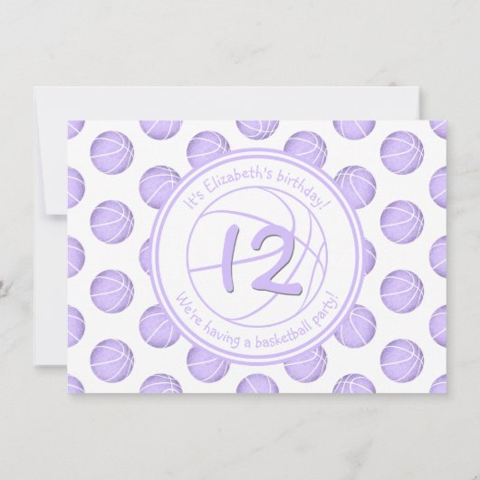 パステルパープルスカゴボール模様スポーツパーティー 招待状 (裏面)