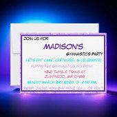 パステルパープルスプリンクル体操バースデーパーティー 招待状