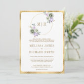 パステルパープルセージ緑フローラオールインワン結婚ズ 招待状 (スタンド正面)