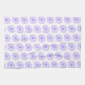 パステルパープルデイジーフラワープリントヒッピーフローラ キッチンタオル (横)