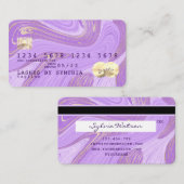パステルパープルバイオレットラベンダー大理石クレジットカード 名刺 (正面/裏面)