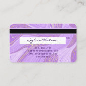 パステルパープルバイオレットラベンダー大理石クレジットカード 名刺 (裏面)