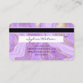 パステルパープルバイオレットラベンダー大理石クレジットカード 名刺 (裏面)