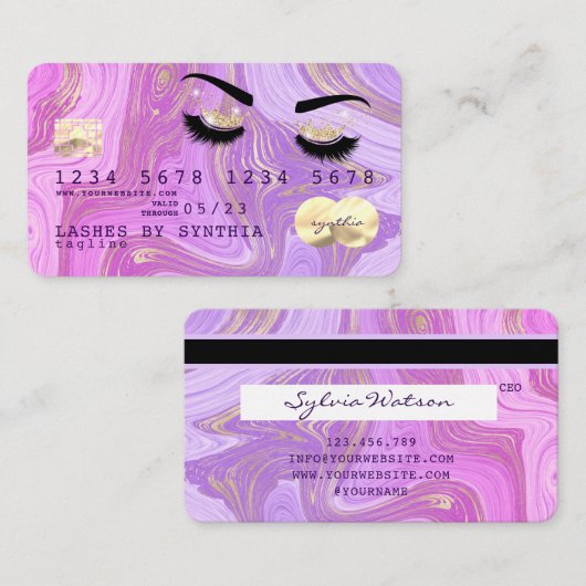 パステルパープルバイオレット大理石クレジットカードラッシュ 名刺 (正面/裏面)